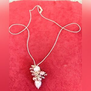 Hilary London Vintage Color Murano Bead Heart Chunky Pendant Necklace